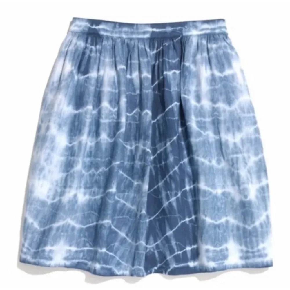 Madewell linen 6 Indigo Shibori‎ blue Tie Dye Skirt Lined